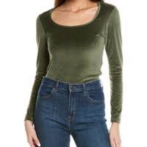 James Perse Olive Green Velvet Women's Top